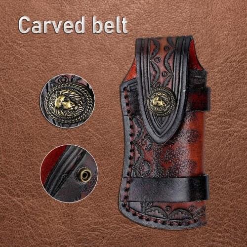 Leather Sheath With Waist Belt Buckle Pocket Handmade Knife Cosplay Costume Decoration Kit For Foldable Cutter Tools Accessories