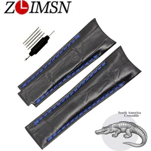 ZLIMSN Handmade Crocodile Bamboo Pattern Leather Strap Suitable For Rolex Watches Men Watchband Clock Watch Accessories 20mm
