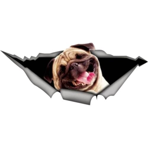Creative Car Sticke Happy Pug 3D Pet Car Window Decal Accessories Waterproof High Quality Vinyl Cover Scratches PVC 13cm X 5cm