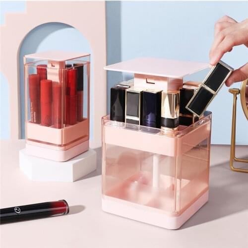 Creative press-lifting lipstick storage box dressing table with lid visible split lip glaze lipstick storage rack