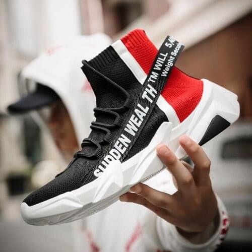 BomKinta New Stylish Casual Sock Shoes Men Blade Sole Mixed Colors Sneakers Men High Top Breathable Male Walking Footwear