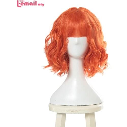 L-email wig New Women Wigs 30cm/11.81inch Short Curly Orange Heat Resistant Synthetic Hair Perucas Cosplay Wig