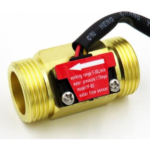 YF-B5 G3/4 brass flow sensor 5V DC 2-45 LPM flowmeter turbine inside zhongjiang Sea Dijiang factory