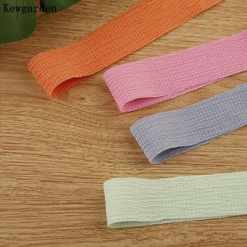 Kewgarden DIY Hair Bowknot Hairpin Accessories Handmade Tape 1" 1.5" 25 40mm Folds Chiffon Voile Ribbon Packing Riband 10 Yards