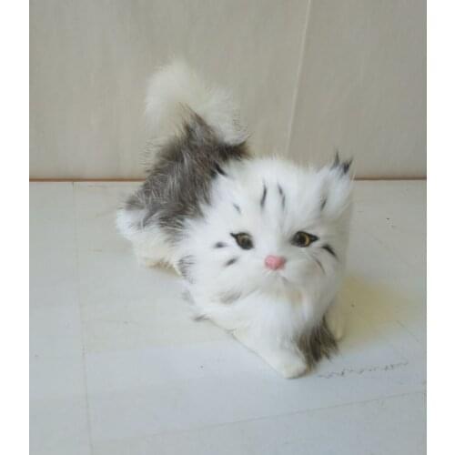 Naughty simulation natural colour cat model,plastic&furs sounds miaow cat handicraft about 12x11cm 1463