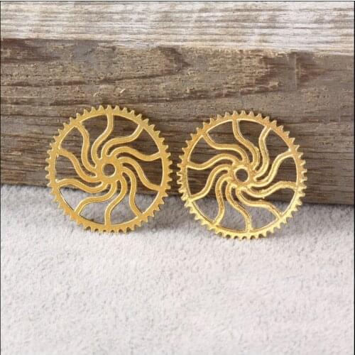 Fashionable 6 Pieces/Lot 25mm*25mm new antique gold color industry charms steampunk gear charm For Jewelry Making