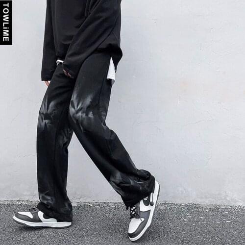 2021 Mens Baggy Homme Straight Pants Tie-Dyed Printed Classic Style Loose Casual Wide Leg Biker Trousers Joggers Sweatpants