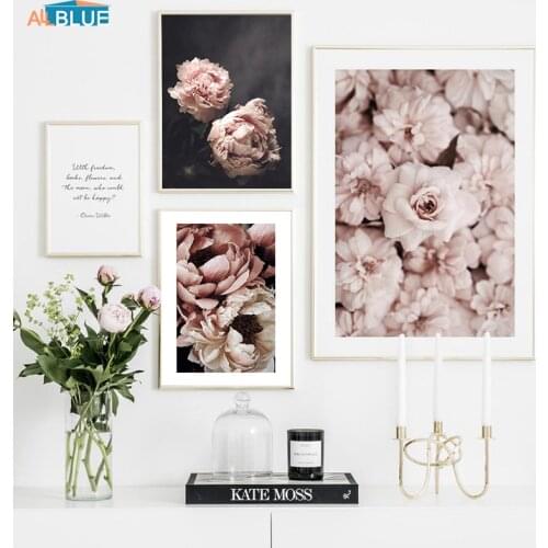 Scandinavian Style Peony Flower Painting Wall Art Canvas Posters And Prints Nordic Decorative Picture For Living Room Home Decor