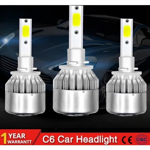 New 1pairs Auto Car H8 H3 H11 H7 H4 H1 LED Headlights 6000K Cool white 72W 7600LM COB Bulbs Diodes Automobiles Parts Lamp