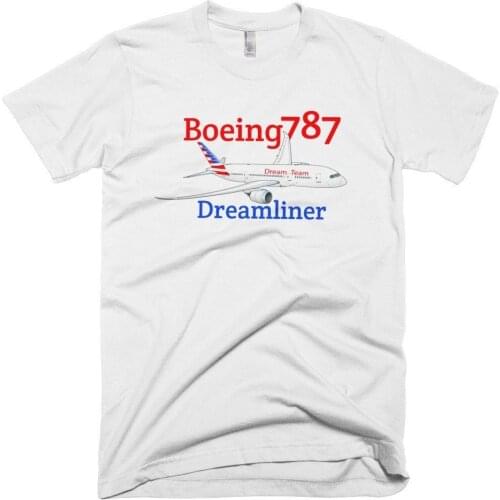 2019 New Men Summer O-Neck Tops Boeing 787 Dreamliner "Dream Team" Airplane T-Shirt - Personalized Witht Tee shirt Design