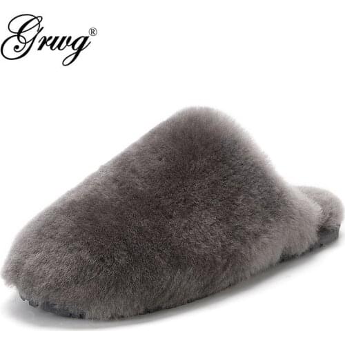 2021 New Natural Wool Slippers Fashion Winter Women Indoor Slippers Warm Sheep Fur Home Slippers Lady Casual House Shoes