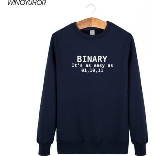 Novelty Tops Funny Men Crew Neck Hoodies Binary Its As Easy As 01 10 11 Nerd Geek Computing Science Long Sleeve Sweatshirts