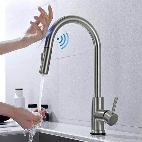 New Kitchen Faucet Smart Sensor Touch Sink Water Tap Single Handle Mixer Tap Pull Out Kitchen 360 Rotation Kitchen Shower Faucet