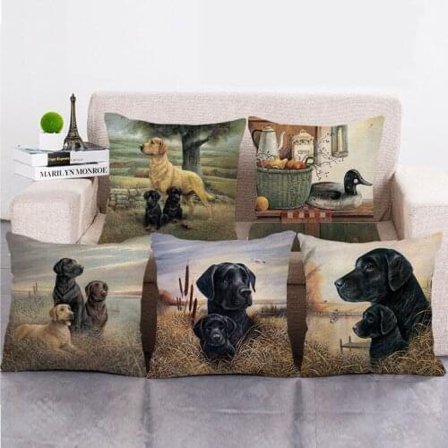 Wholesale 45cm*45cm Dog series pattern Linen/Cotton Throw Pillow Covers Couch Cushion Cover Home Decor Pillowcase