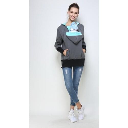 Autumn and winter clothing and two in one multifunctional mother kangaroo pouch sweater sweater