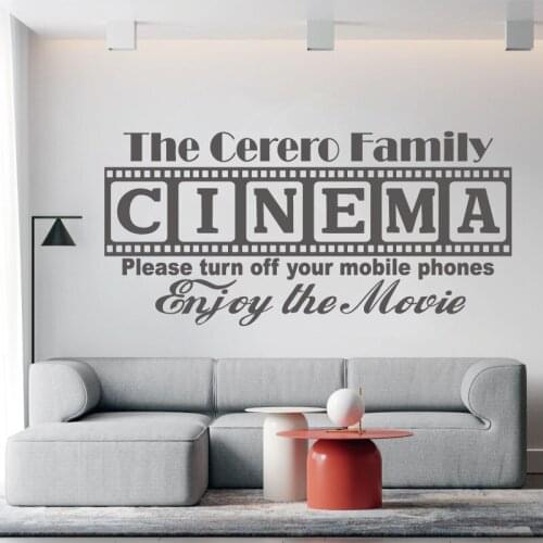 Cinema theater personalized slogan wall stickers family movie room bedroom door wall decoration vinyl decal gift XJ6