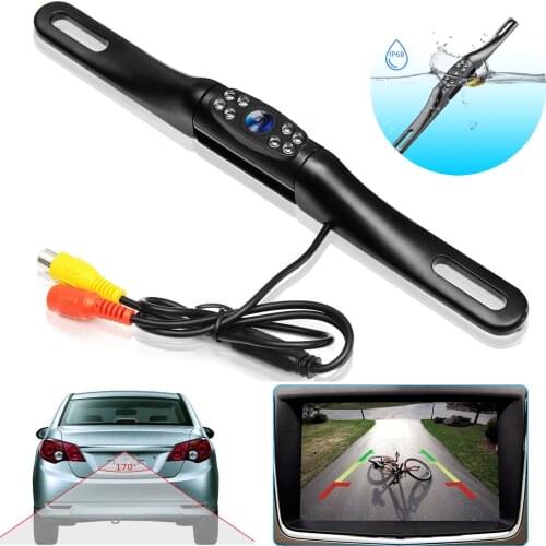 License Plate Frame Backup Camera Car Rear View Camera with 8 Bright LEDs 170° Angle Night Vision Car Parking Reverse Camera