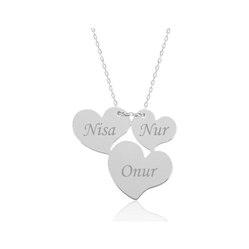 Silver 3 Heart Is Necklace