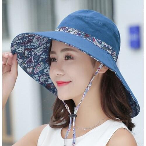 Women Hot Sun Hat Double Sided Print Fisherman Cap Chapeau Cotton Blended Summer Bucket Hat For Women Hip Hop