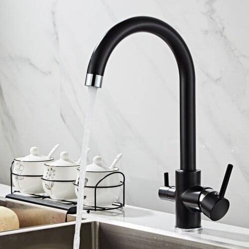 Black bend drinking water purification faucet kitchen sink faucet 360 degree rotation with filtered water kitchen faucet