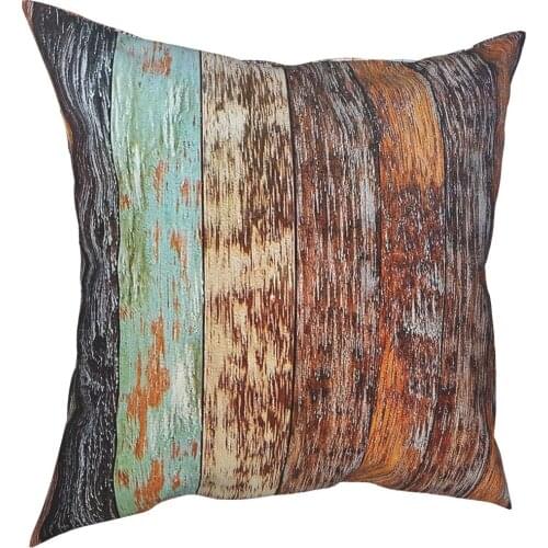 Country Farmhouse Brown Wood Pillow Case Decoration Abstract Nordic Cushion Cover Throw Pillow for Home Double-sided Printing