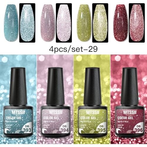 2/4/6PCS Reflective Glitter Gel Nail Polish 6ml Sparkling Auroras Laser Nail Gel Nail Art Varnish Semi Permanent Top Base Coat