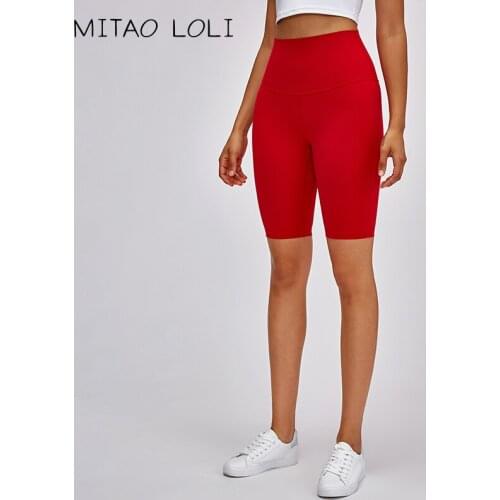 MITAO LOLI HIDDEN BELLY FAT Super High Rise Yoga Workout Biker Shorts Women Naked-feel Stretchy Gym Fitness Sport Long Shorts