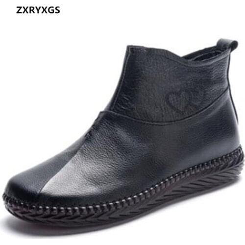 2021 Top Soft Cowhide Elegance Comfortable Autumn Boots Women Ankle Boots Large Size Fashion Casual Boots Women Boots Large Size