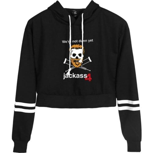 Jackass Forever Fashion Cropped Hoodies Women Hooded Pullover Crop Tops Female Casual Streetwear Clothes