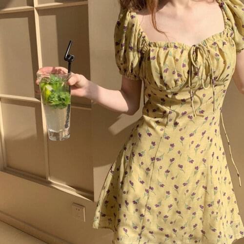 Sexy Tube top Women Short Sleeve Wrap Floral Mini Dress Ladies button mini dress Ruffled ladies party dress vestidos