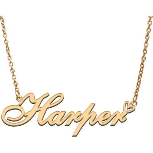 Love Heart Harper Name Necklace for Women Stainless Steel Gold & Silver Nameplate Pendant Femme Mother Child Girls Gift