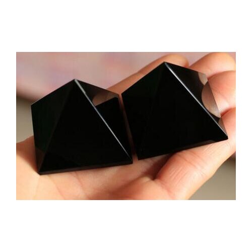 ZSR914 ++++ 40mm 2pcs Natural Obsidian Crystal Pyramid Healing China