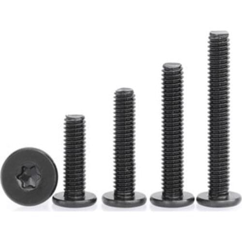 100pcs CM M2 M2.5 M3 M4 304 A2 Stainless Steel Torx Six-Lobe Ultra Thin Flat Wafer Head Screw Bolt Length=2-12mm