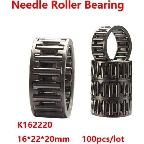 100pcs/lot K162220 K16X22X20 Radial Needle roller and cage assemblies Needle Roller Bearing 16×22×20mm