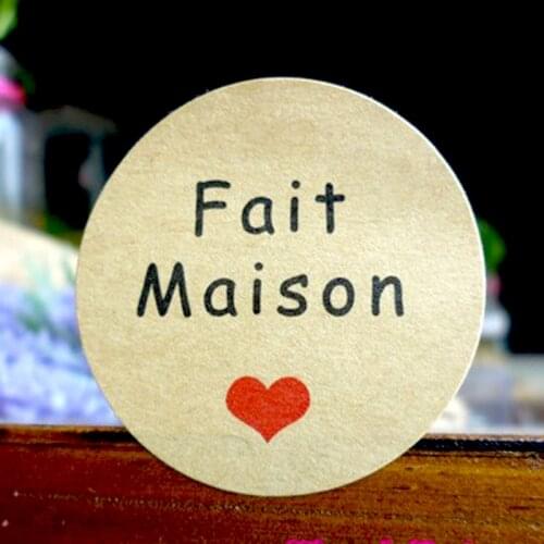 102PCS French Hand Made Fait Maison Gift Decor Stickers Bakery Cookie Packaging Bag Kraft Paper Seal Labels