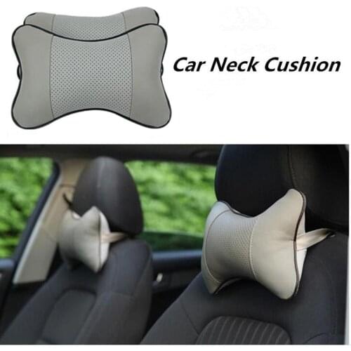 2Pcs Car Pillows Headrest Neck Leather Breathable Mesh Flexible Car Backrest Cotton Cushion Pillow Cervical Spine Protector