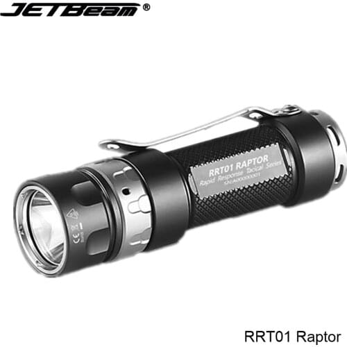 2020 Jetbeam RRT01 Raptor Stepless Dimming EDC Tactical Flashlight Long Range Hand Torch with Micro USB Charging 18350 Battery