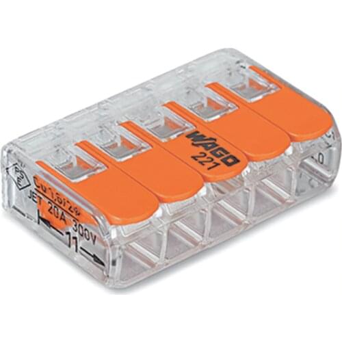 25pcs 221-415 Original connector, led splice, COMPACT Splicing Connectors; 5-conductor connector