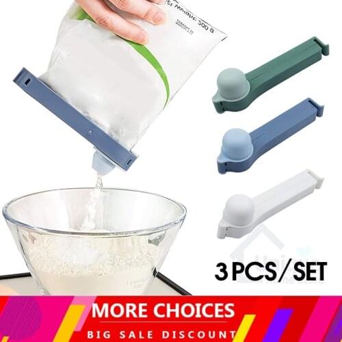 3Pcs/Set Kitchen Gadgets Moisture-Proof Sealing Clip With Discharge Mouth Fresh-Keeping Bag Tea Food Milk Powder Snack Bag Clip