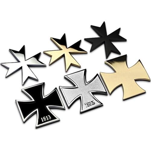 3D Soild Metal Germany 1813 Malta Virtue Symbol Medal Cross Badge Motorcycle Car Styling Emblem Decal Sticker Auto Accessories