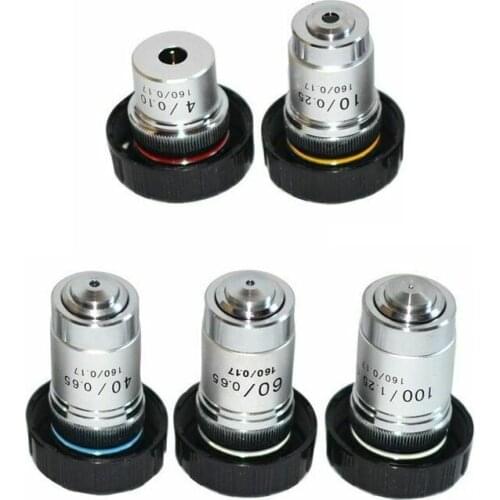 4X 10X 20X 40X 60X Achromatic biological microscope Objective Lens 100X (oil) 195mm Conjugate Distance Universal MS Thread