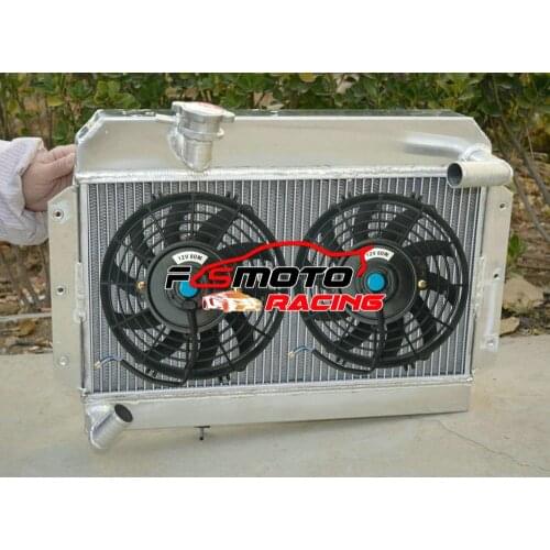 5ROW Aluminum Radiator & FAN For ROVER MG A MGA 1500 1600 Twin Cam Mark II DeLuxe 1622 cc MT 1955-1962 1.5/1.6L I4 58 59 60 61