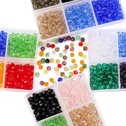 AAA Qaulity 4MM 200piece/lot Bicone Crystal beads Cut Faceted Glass Beads DIY Apparel Sewing or Glue on Decorative