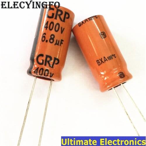 50pcs 6.8uF 400V6.8UF GRP BXA Series 10x20mm 400V6.8uF Long Life Aluminum Electrolytic Capacitor