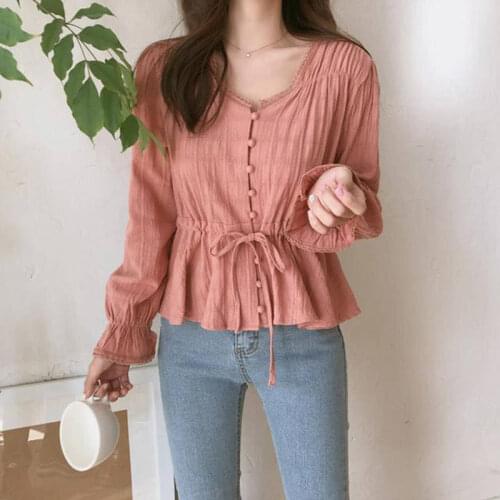 Blouse Women Womens Cotton Autumn Top Loose Long Sleeve Blusas Mujer De Moda