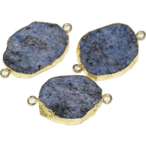 Big Irregular Raw Slice Dot Stone connector for necklace 2019 natural blue crystal quartz point pendant for women gift