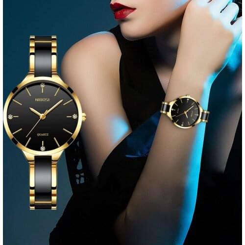 NIBOSI Rose Gold Women Watches Ceramic Diamond Quartz Watches Ladies Luxury Female Wrist Watch Girl Clock Wife Relogio Feminino