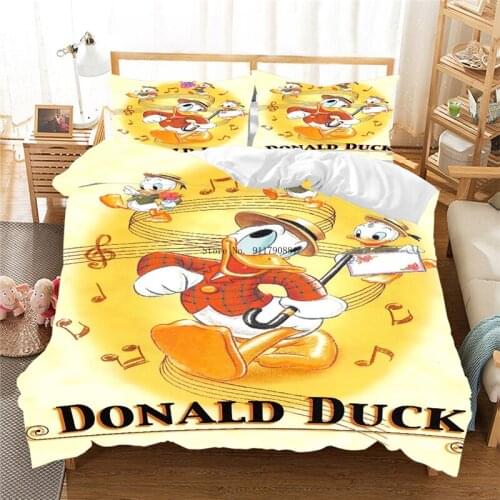 Disney Bedding Set Children Girls Bedroom Decoration Down Duvet Quilt Cover Pillowcase Donald Duck Daisy Flower Colorful Print
