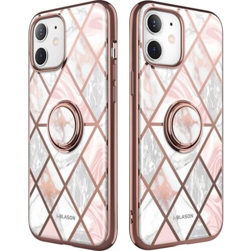For iPhone 12 Mini Case (2020 I-BLASON Cosmo Snap Marble Case with Built-in Rotatable Ring Holder Kickstand Support Car Mount