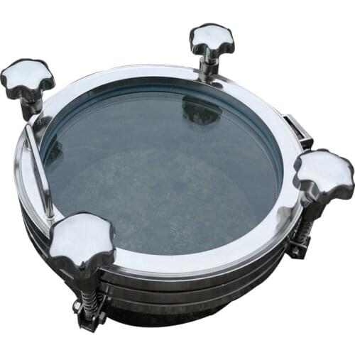 Large Glass Manhole Flange Full Sight Glass Manhole Stainless Steel Window Manhole Cover 100-600